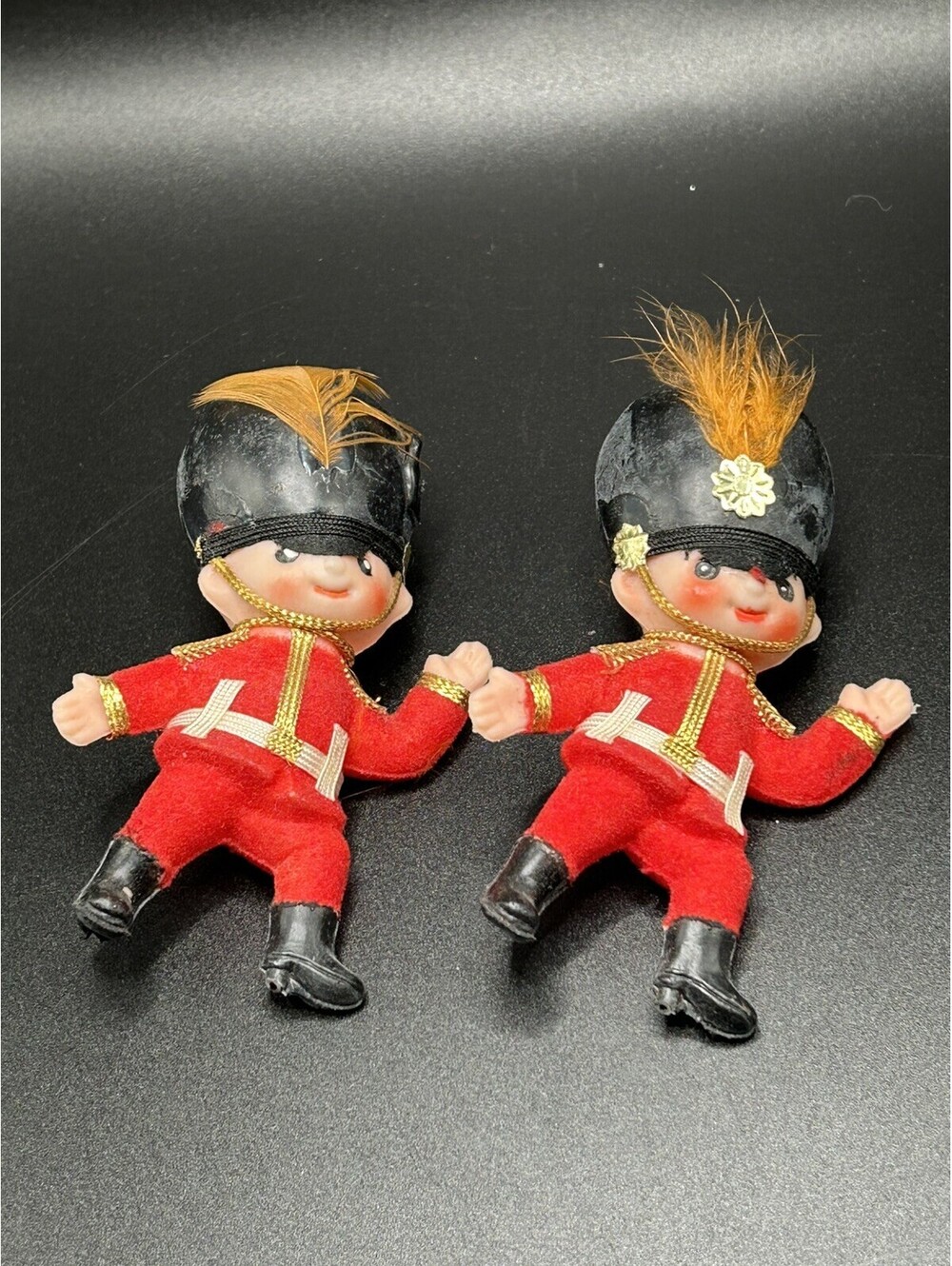 Vintage Pair Of Flocked Toy Soldiers Christmas Ornament Toy Soldiers 1950’s